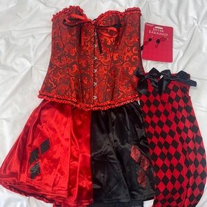 Full harlequin Queen of Hearts Halloween costume